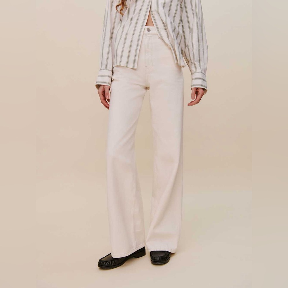 Reformation Cary High Rise Slouchy Wide Leg Jeans- white